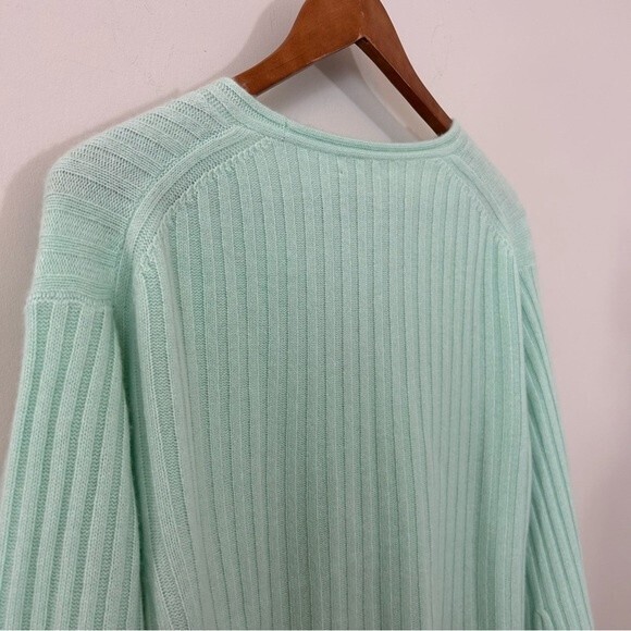 J Crew 100% Cashmere Ribbed Sweater Iced Mint Green Size Medium - Picture 6 of 10